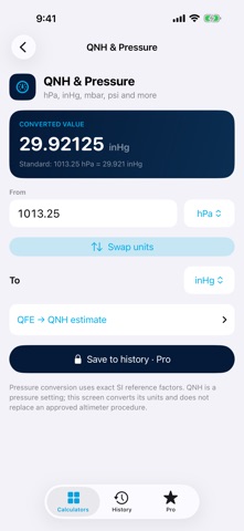 MetaCAD QNH Converter iPhone screenshot