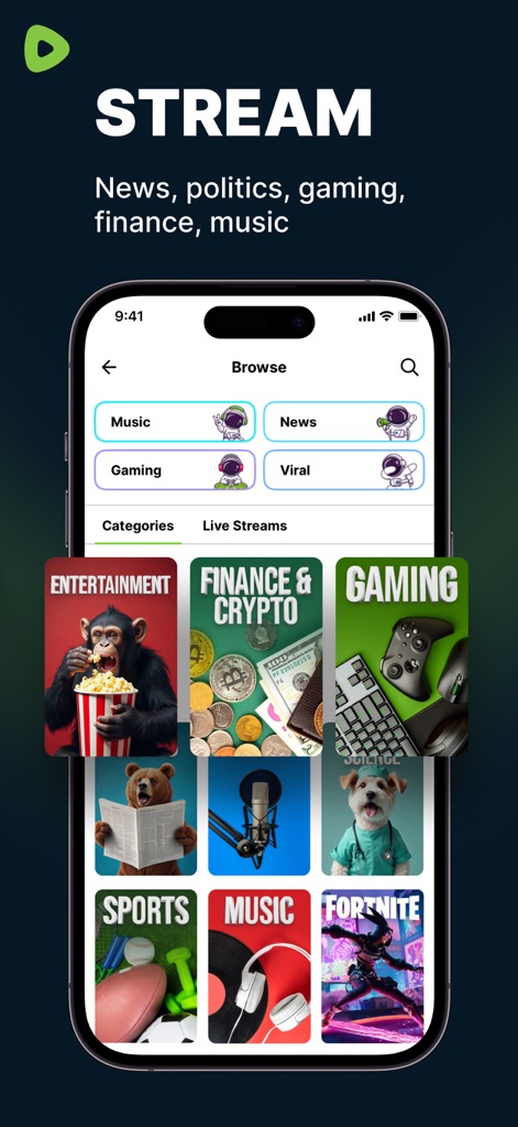 Rumble: Livestreams & Videos - Curated Content Categories
