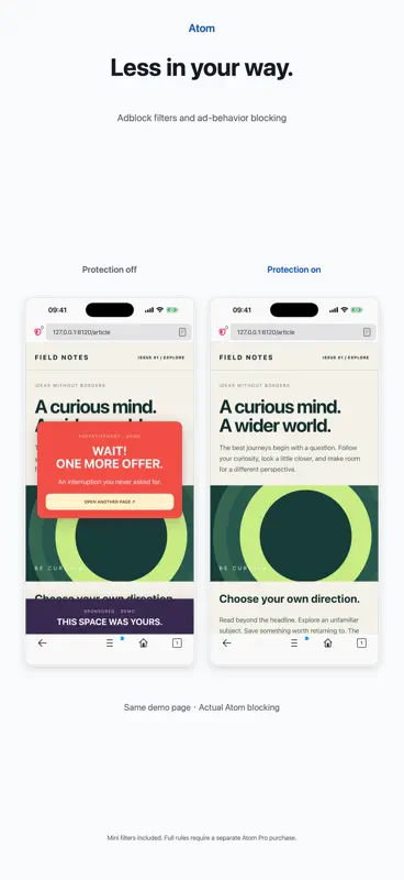 Atom Browser: Adblock, Scripts screenshot 3 of 10