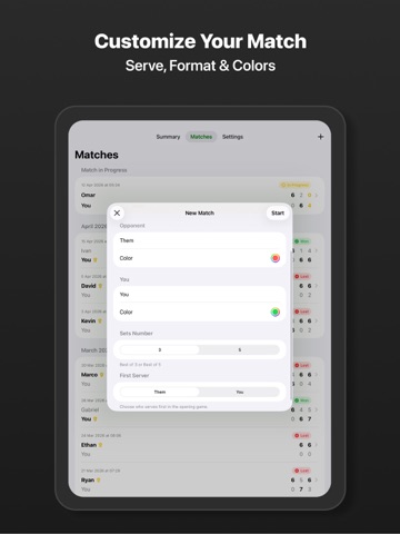 Tennis Match Score Keeper iPad screenshot