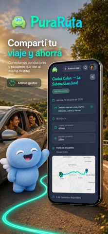 PuraRuta Carpooling Costa Rica iPhone screenshot