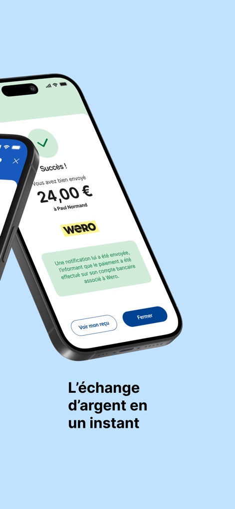 Crédit Mutuel Pay virements - Witness the immediate success confirmation, displaying a prominent checkmark and the notification regarding the payment via WERO.
