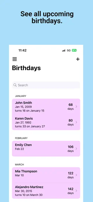 Birthday Reminders Tracker screenshot 1