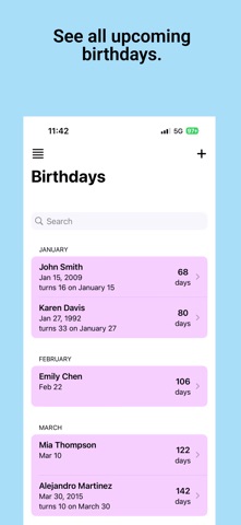 Birthday Reminders Tracker Screenshot 1 of 4