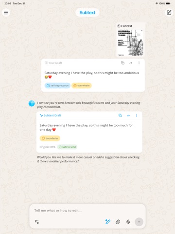 Subtext: AI Writing Assistant iPad screenshot