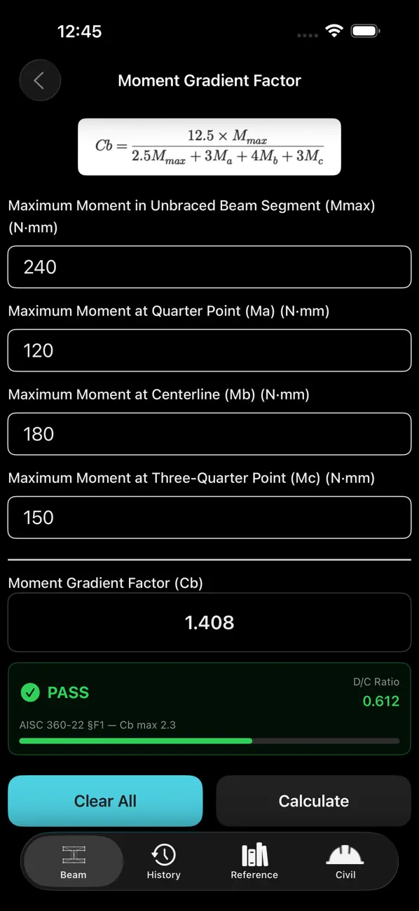 Beam Calculator screenshot