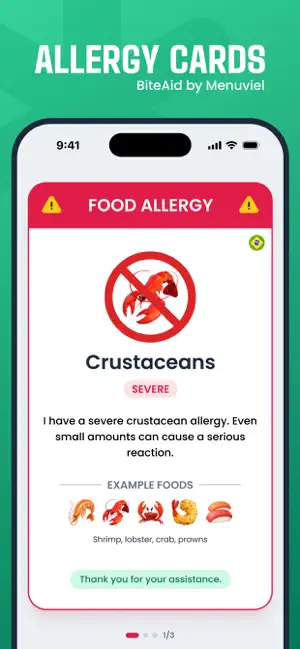 Food Allergy Cards - BiteAid screenshot 1