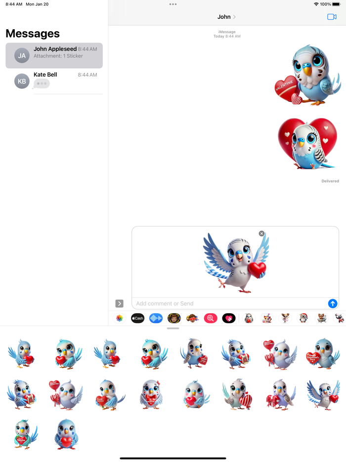 Valentine Budgie Stickers