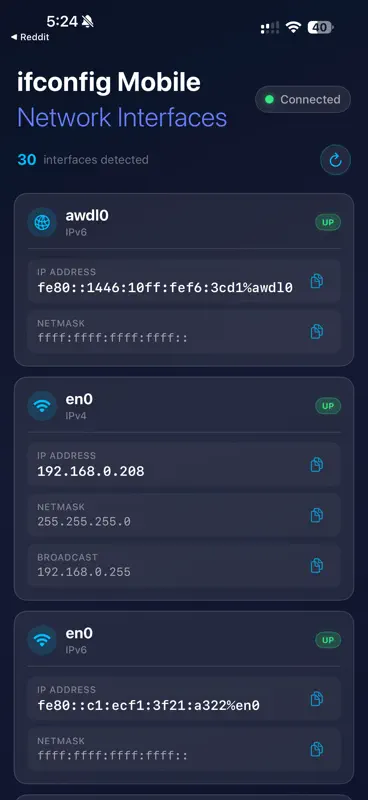 ifconfig Mobile: Network Info screenshot 1 of 5