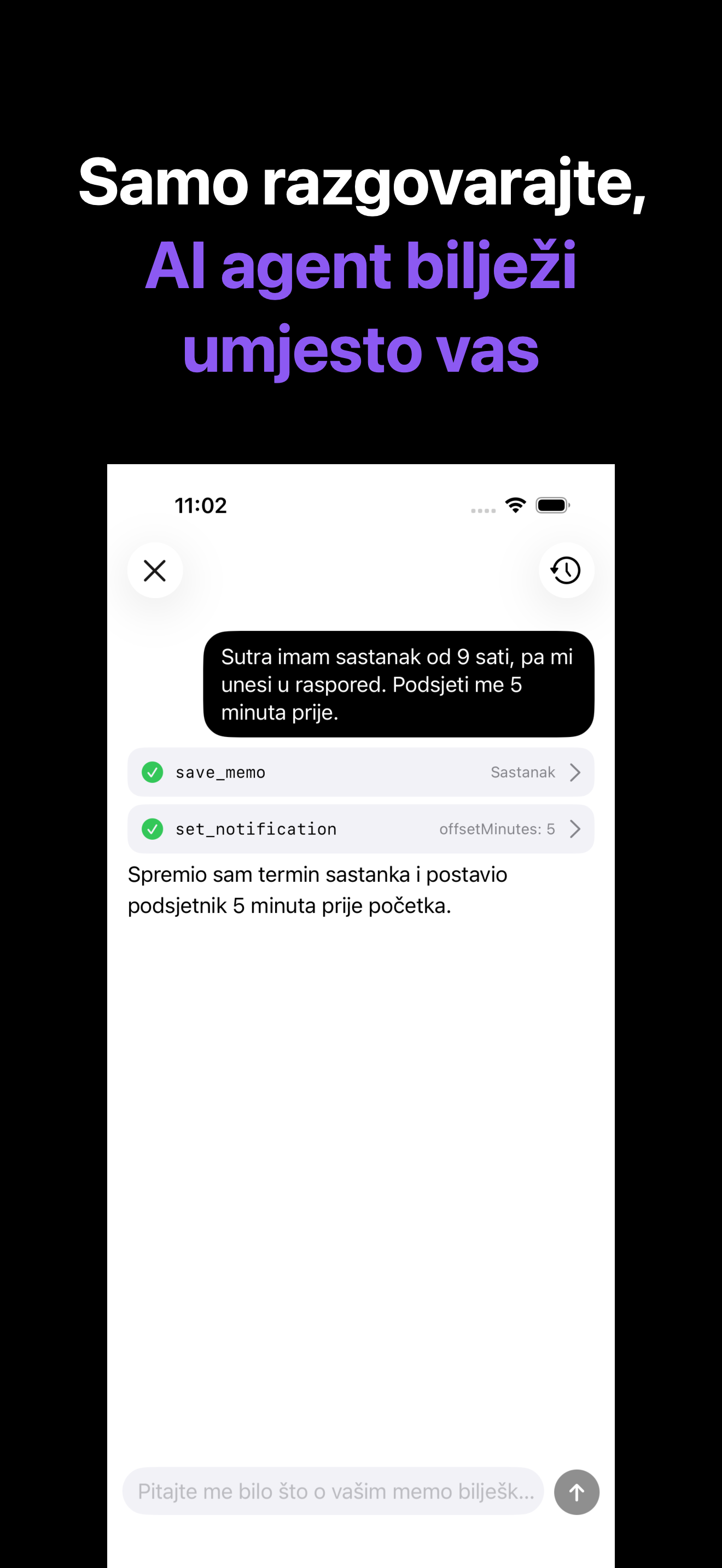 Notone - シンプルなメモAI Agent iOS screenshot 4 showing app interface