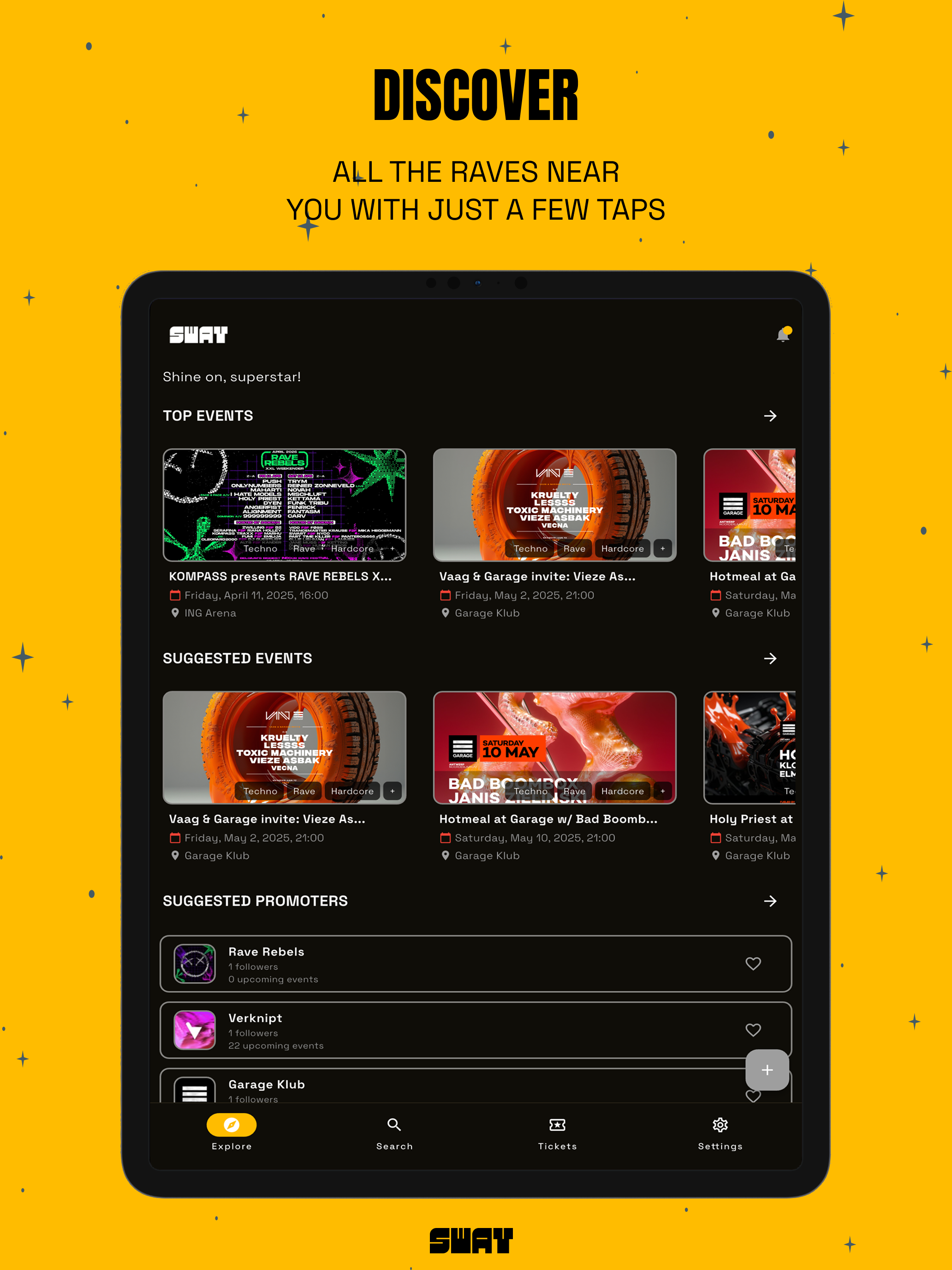 Sway: Find raves and festivals