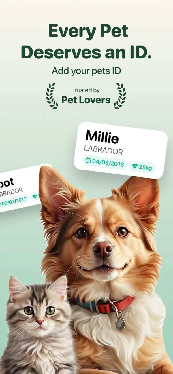Screenshot #1 pour Kisses: Pet ID & Lost-Pet App