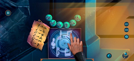 Mystery Files: Hidden Objects - Experience diverse mini-games that involve creative interactions, from deciphering musical notes to manipulating ancient-looking symbols in a melodic sequence.