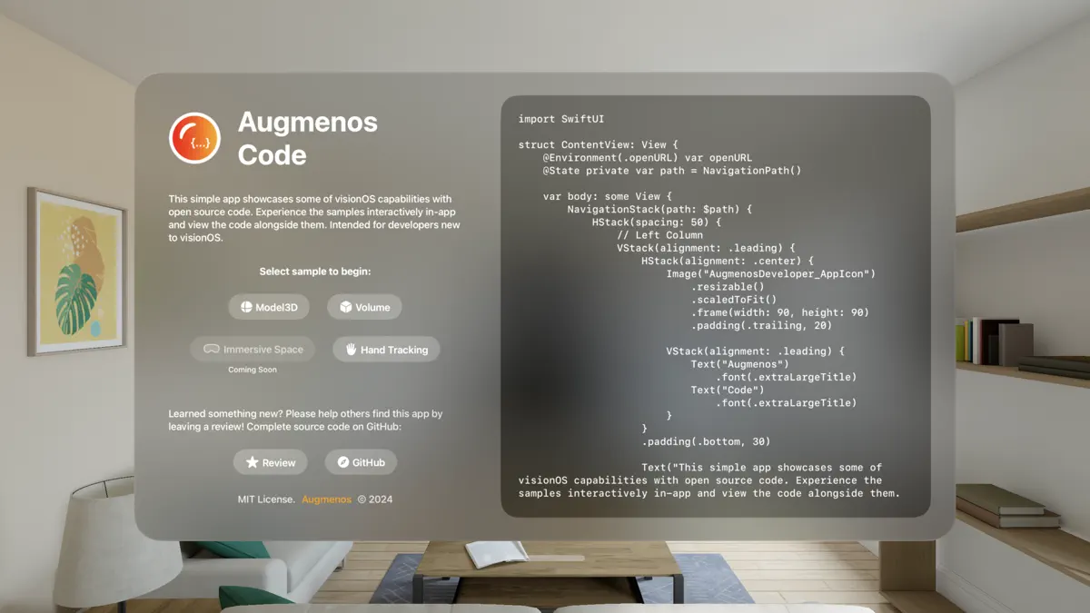 Augmenos Code screenshot 1