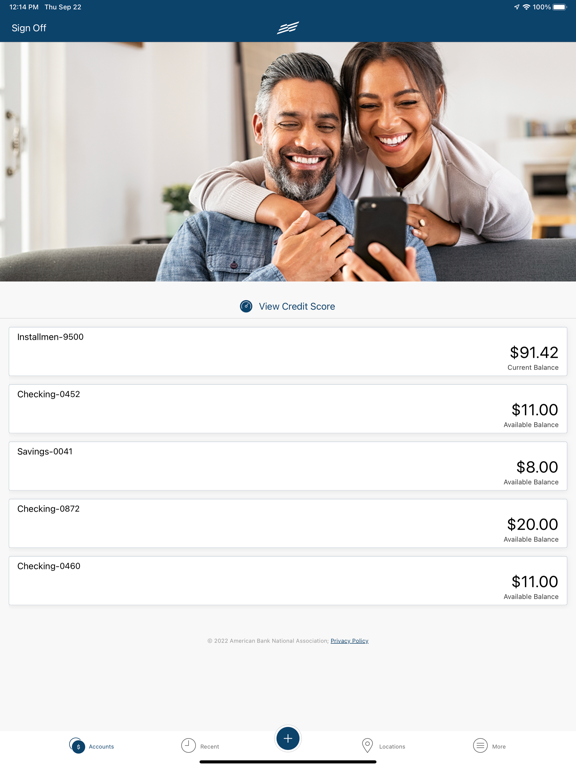 ABNA Mobile iPad screenshot 1 - Finance app
