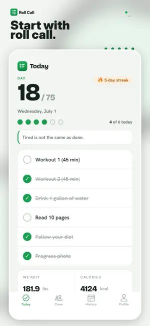 Roll Call — 75-Day Challenge screenshot 1