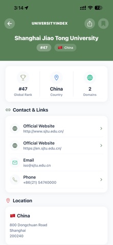University Index screenshot