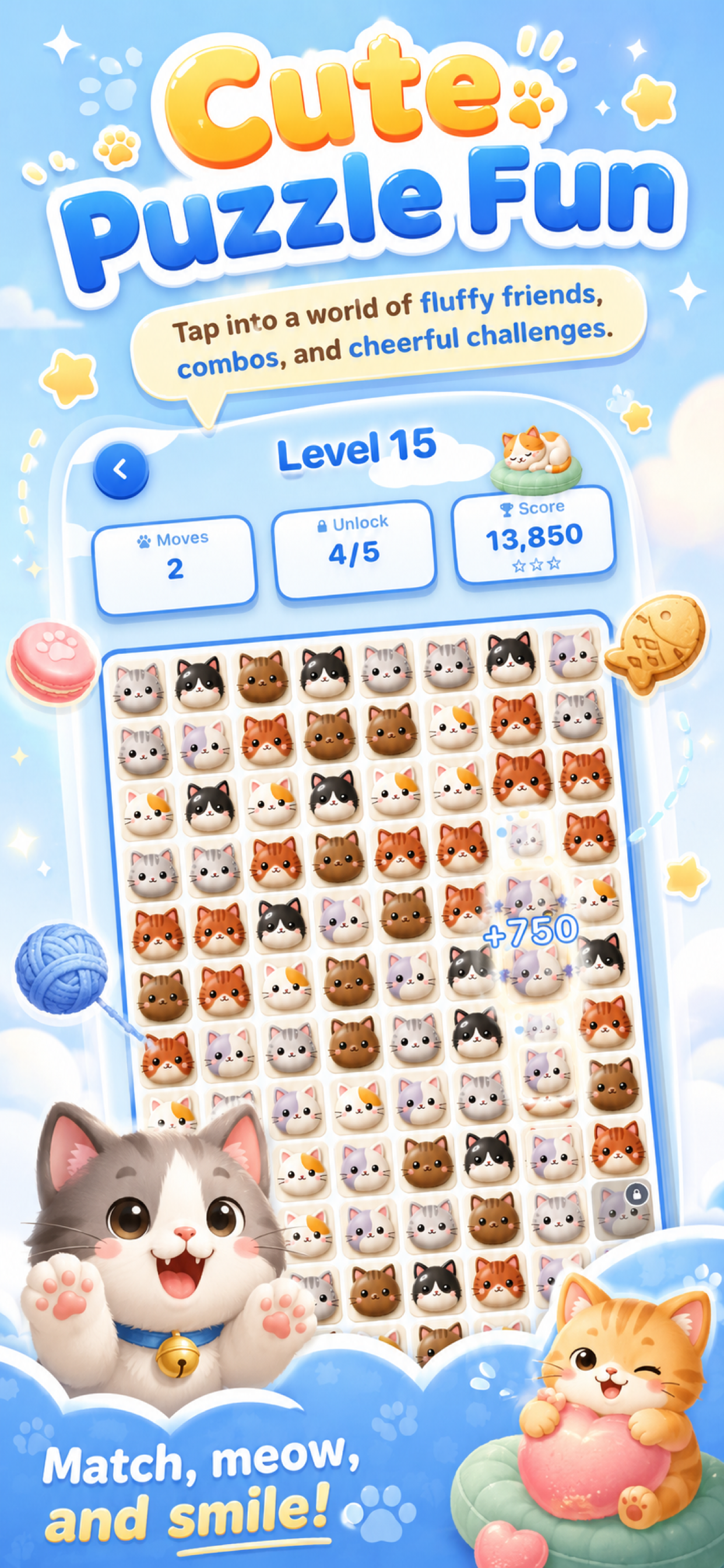Cat Games Kitten Match Puzzle screenshot 3