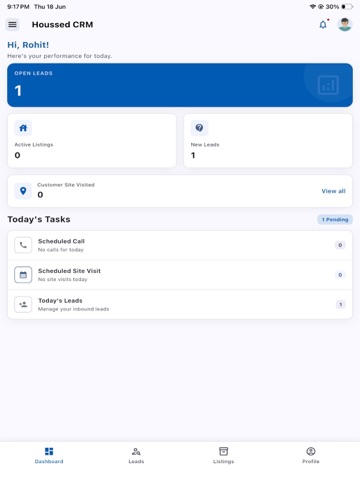 Houssed CRM iPad screenshot