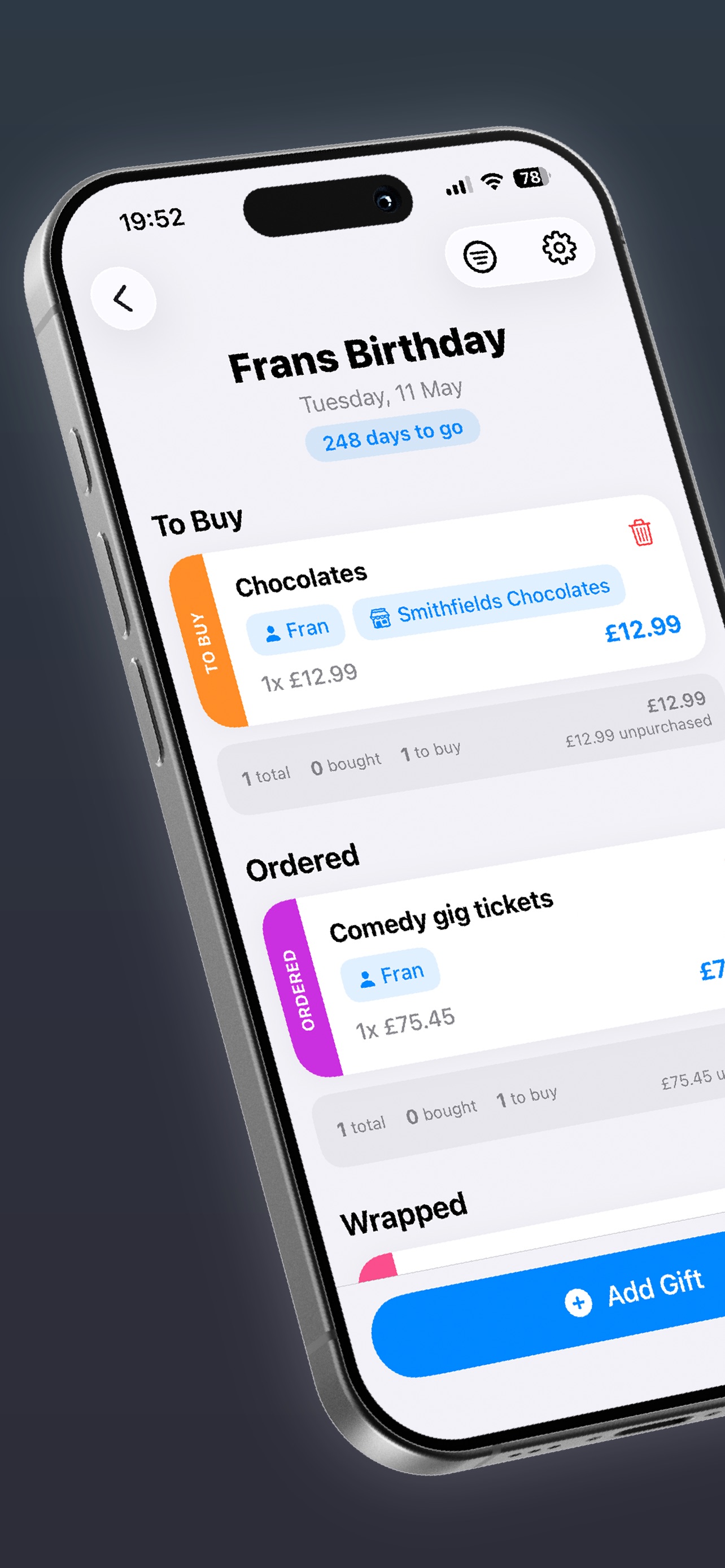 Screenshot 1 of GiftLister+