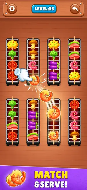 Food Sort: BBQ Skewer Puzzle screenshot 1