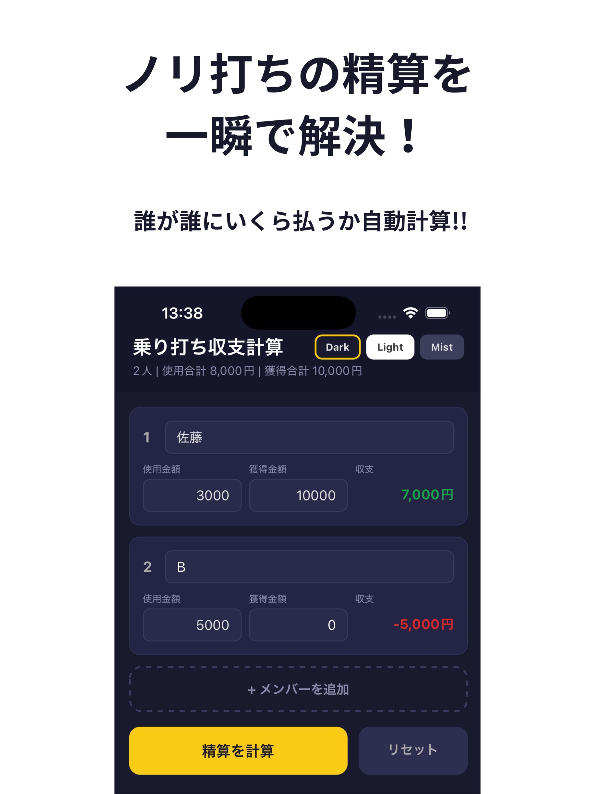 ノリ打ち収支計算