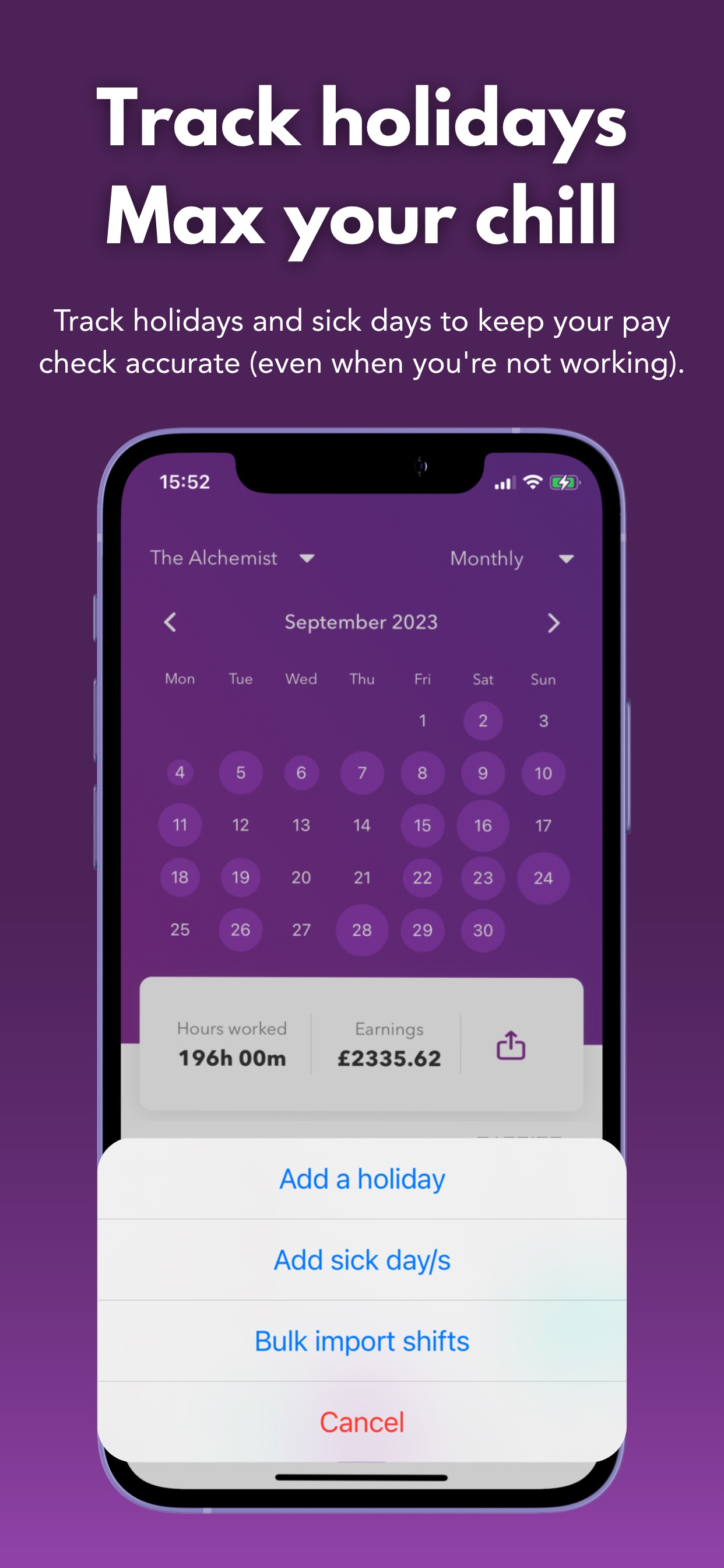 wac - shift & earnings tracker 스크린샷 4