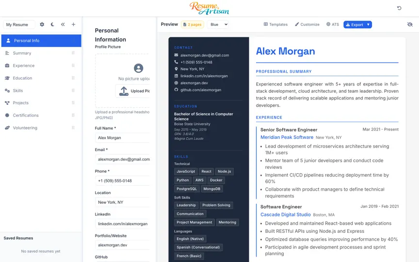 Capture d'écran de Resume Artisan: CV Builder sur iPhone 7