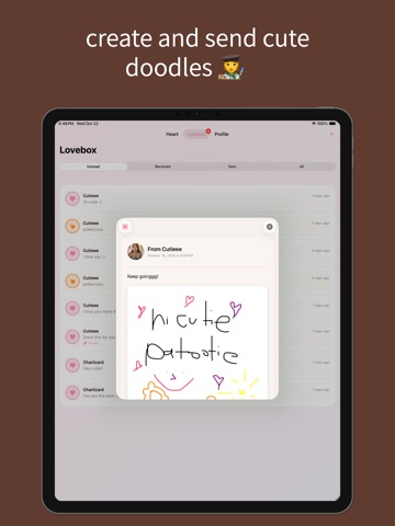 lovelee couples: love note app iPad screenshot