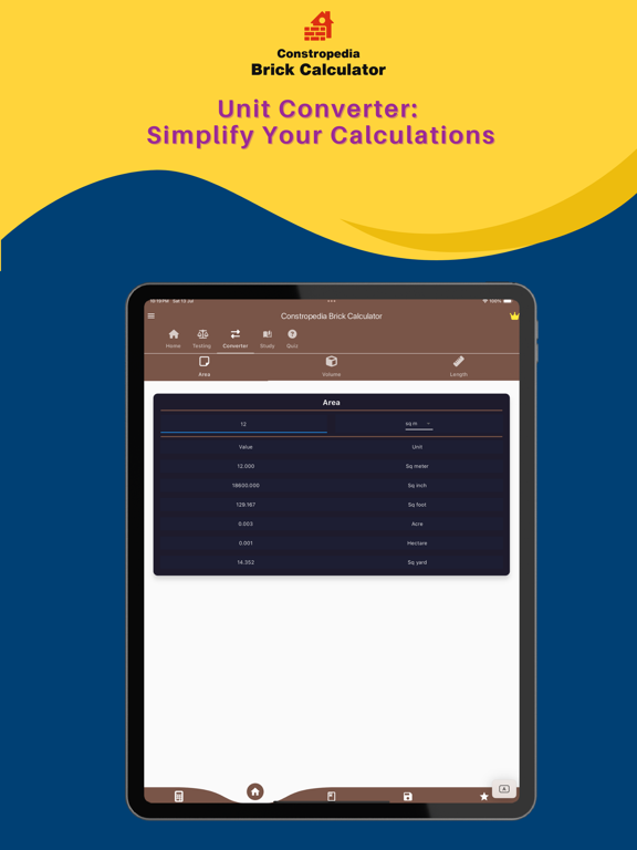 Constropedia Brick Calculator iPad screenshot 4 - Productivity app
