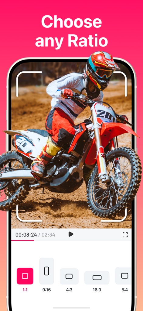 SlideShow Maker with Music Fx - ユーザーは、1:1や9:16など、ソーシャルメディアに最適化された多彩なアスペクト比オプションから選択することで、コンテンツをあらゆるプラットフォームに合わせて調整できます。
