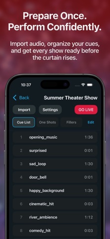 Audio Cues - Live Show Player iPhone screenshot