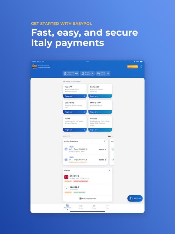Easypol - PagoPA e Bollo auto iPad screenshot 1 - Finance app