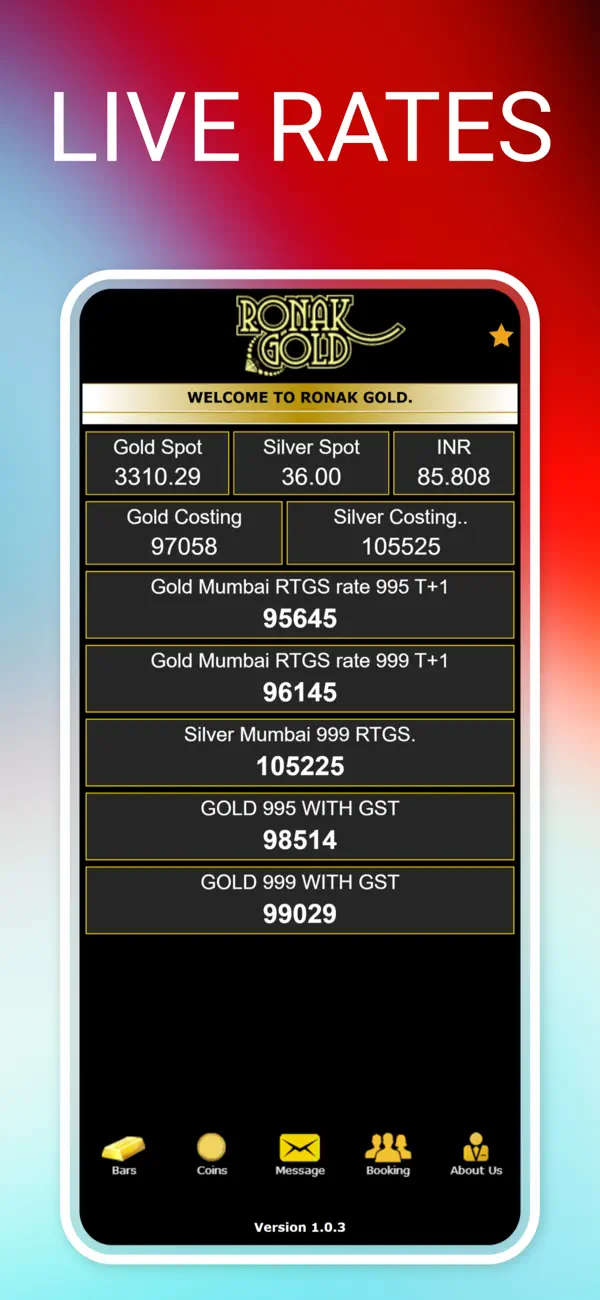 Screenshot #1 pour Ronak Gold Bullion Live Rates