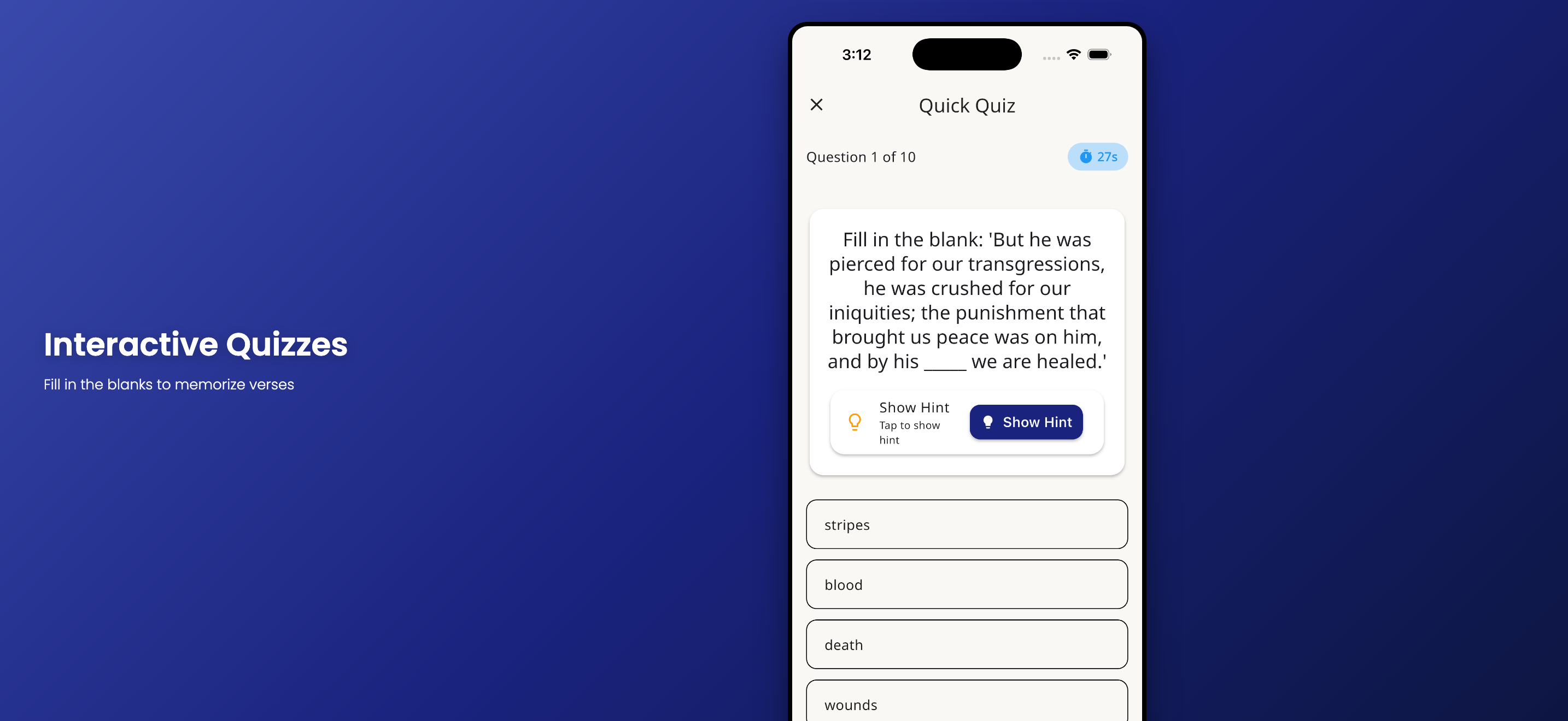 Bible Quiz - Memorize Verses