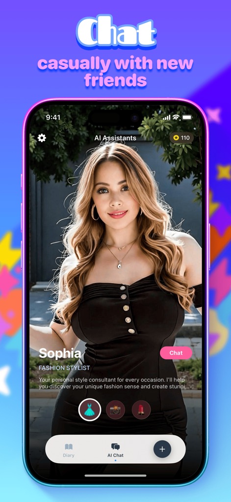 Delio - Log Your Wisdom - Explore the diverse AI assistant personas available within the app, each with a dedicated "Chat" button inviting users to meaningful interactions.