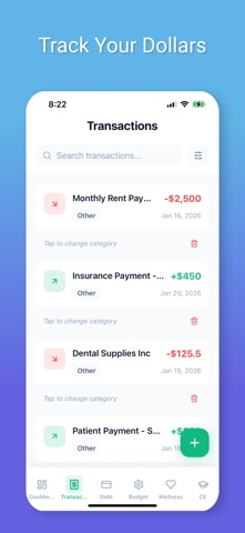 Dental Office Finance Tracker screenshot