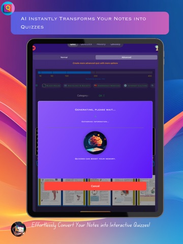 AI Quiz Maker: Flashcards iPad screenshot