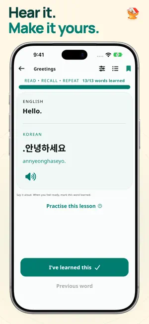 Learn Korean Words & Phrases screenshot 2