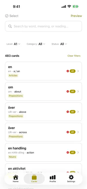 Learn Swedish Vocab Flashcards screenshot 3