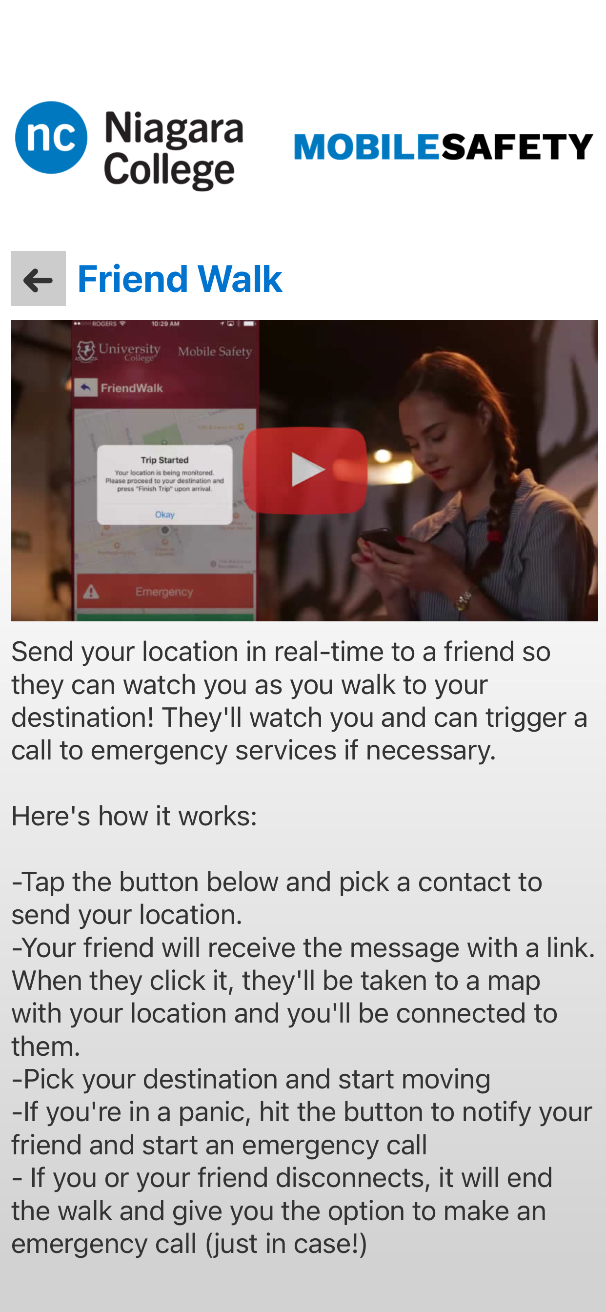 Mobile Safety Niagara College