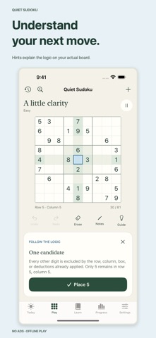 Quiet Sudoku: Classic Puzzles screenshot 2