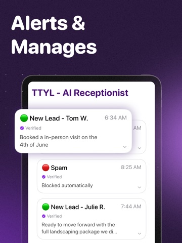 AI Phone Receptionist: TTYL iPad screenshot