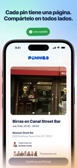 Captura de pantalla de Pinned Social: Planos E Amigos en iPhone 5