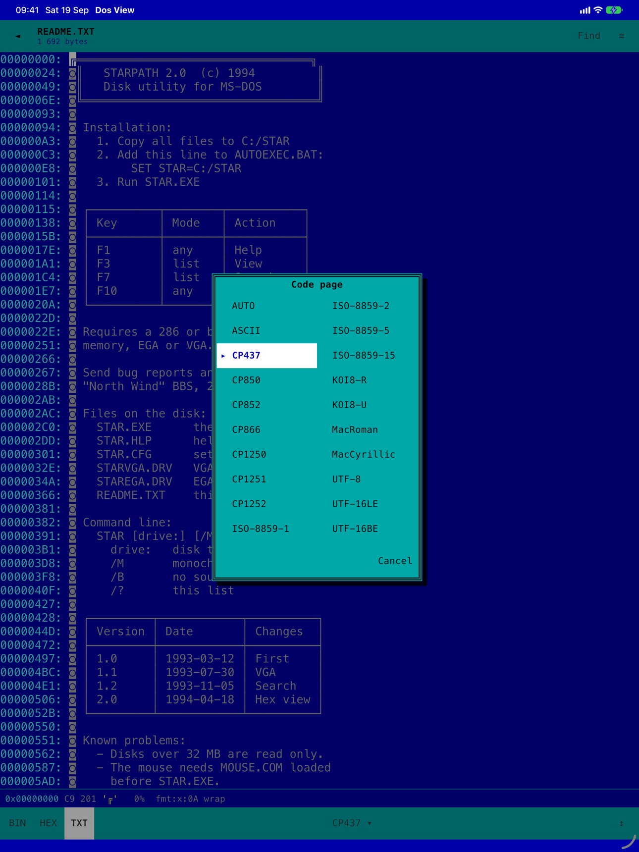 Screenshot 12 of Dos View: Hex & Text Viewer