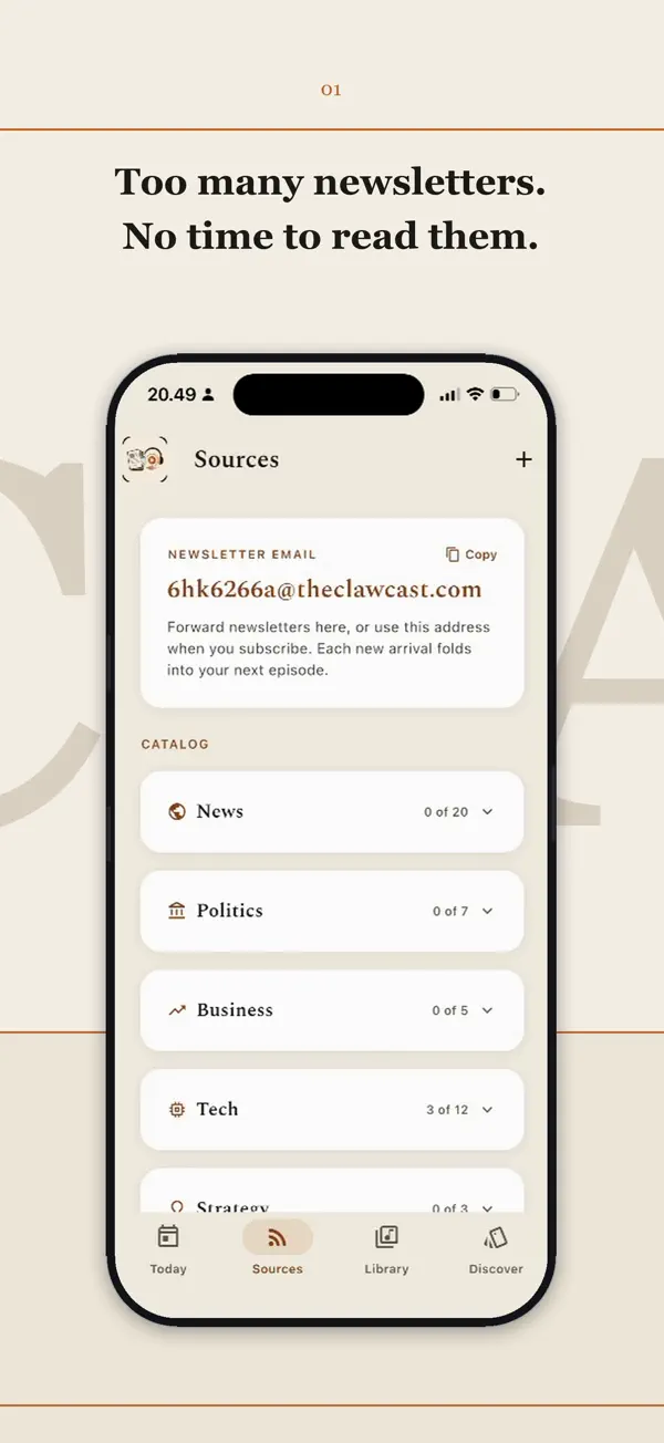 Screenshot #1 pour ClawCast: Newsletter Podcast