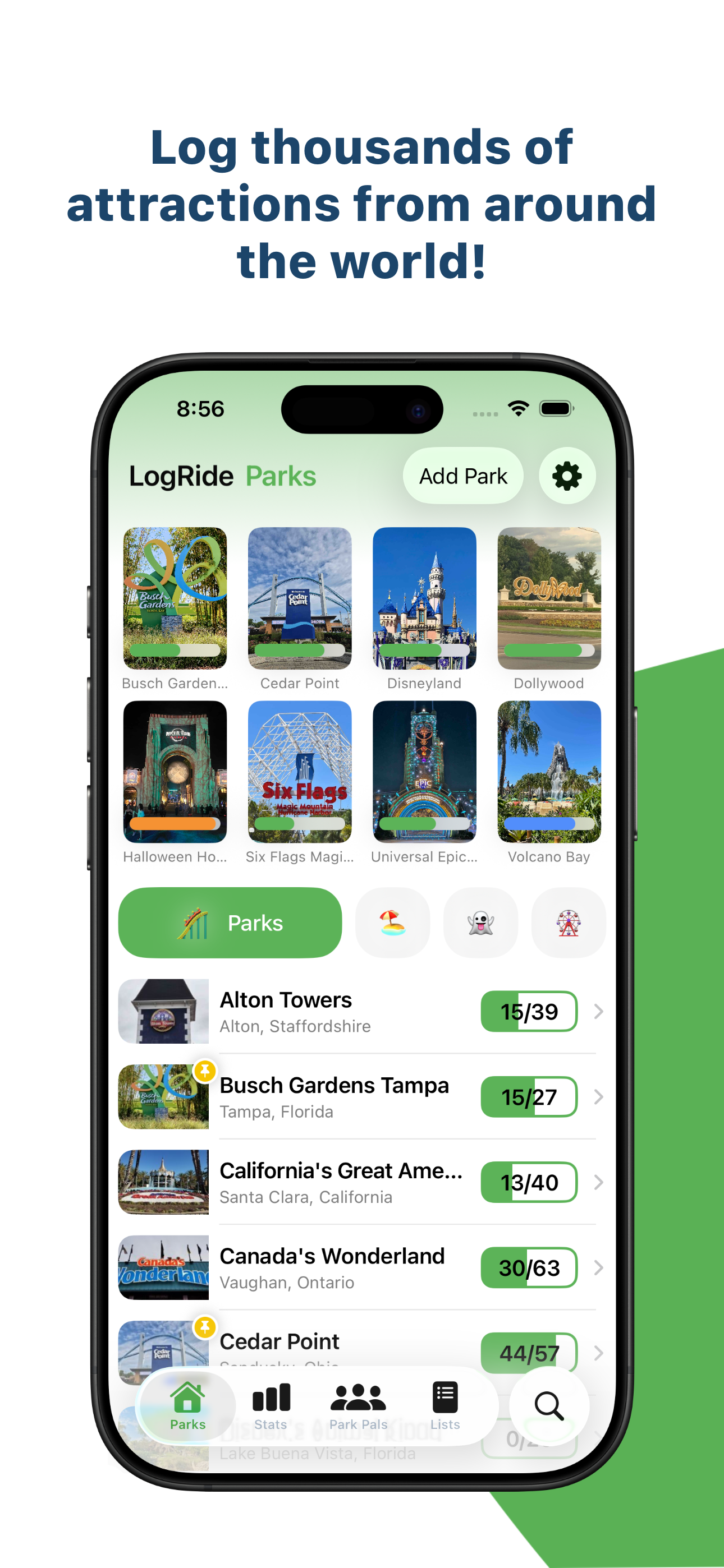 LogRide - Theme Park Tracker