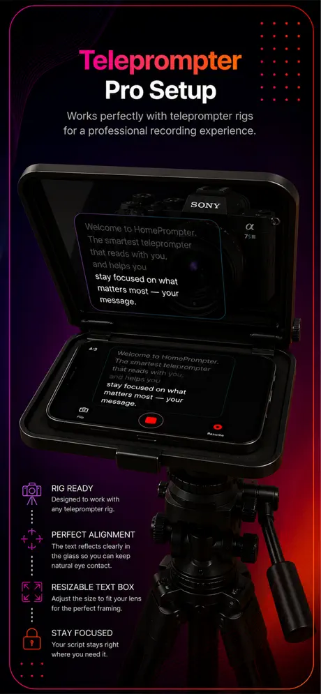 HomePrompter in a beam-splitter teleprompter rig