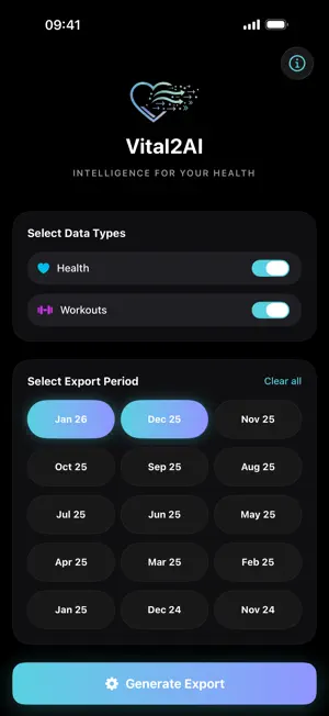 Vital2AI: Health CSV Export screenshot 1