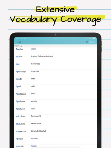 German Italian Dictionary Pro iPad screenshot